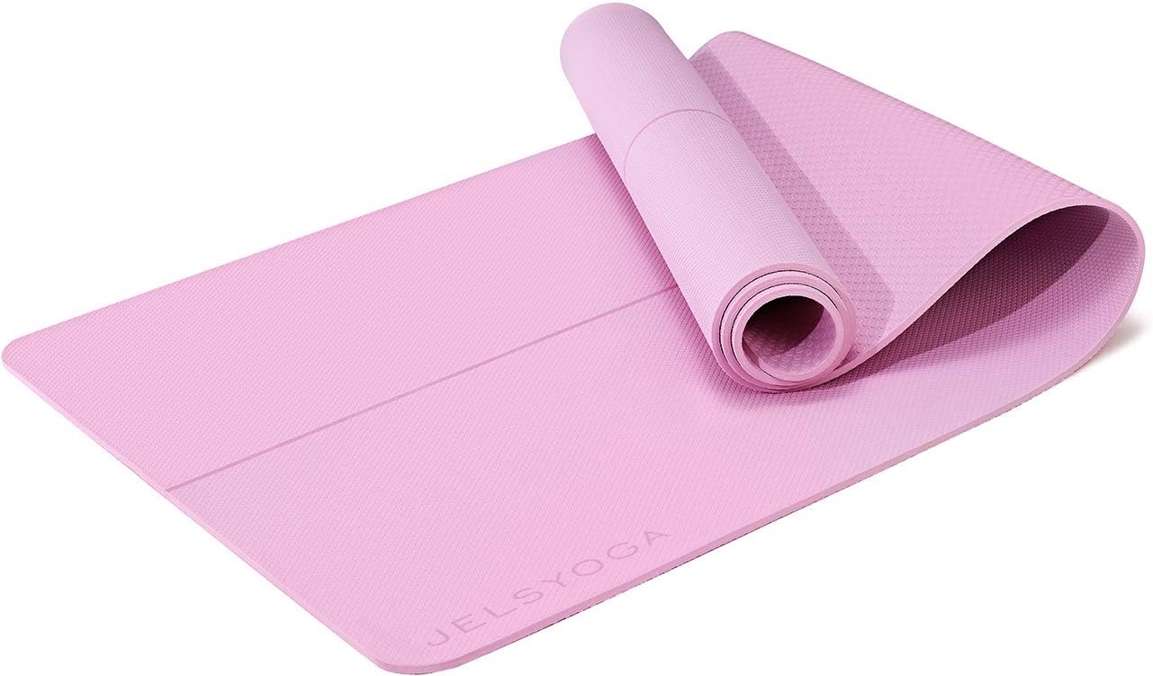 JELS Yoga Mat for Women with alignment marks, Extra Thick 1/4 inch, SGS Certified TPE Material, Yoga Mat for Men with Carrying Strap,Exercises Mat for Yoga, Pilates and Floor Workout(72"x26")