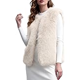 Rousytn Women's Faux Fur Vest Sleeveless Fuzzy Jacket Fluffy Faux Fur Vest for Women Warm Winter Furry Vests Outerwear