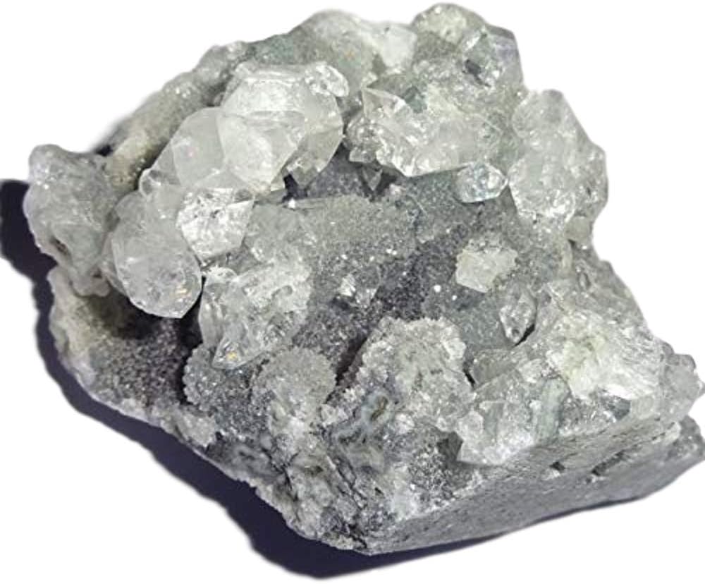 1pc #109 Apophyllite on Black Druzy / Raw Natural Healing Crystal Gemstone Rough Free Formed Mineral Stone Specimen