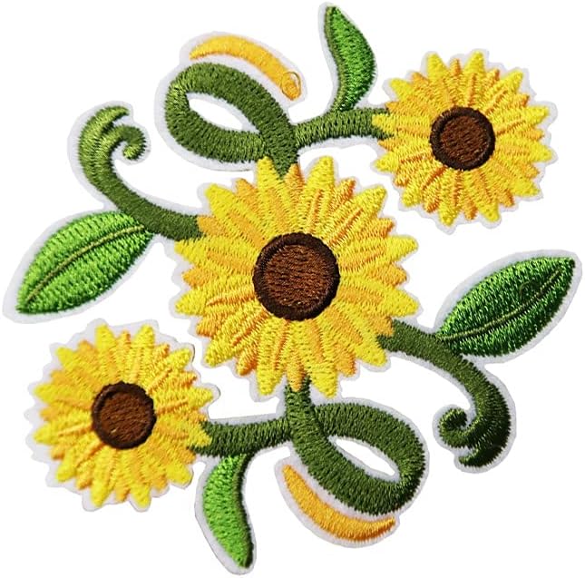 Mixed Media - Sunflowers Embroidered Iron On Patch