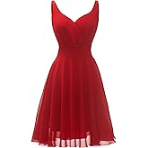 Dressever Summer Cocktail Dress V-Neck Adjustable Spaghetti Strap Chiffon Sundress