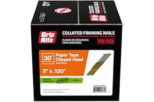 Grip-Rite GRSP10DRHG Short Clipped Head 3-Inch by .120-Inch by 30 Degree Paper Tape Collated Vinyl Coated Hot Dip Galvanized Framing Nail (2,000 per Box)
