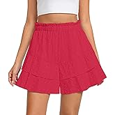 DouBCQ Shorts for Women Casual Ruffle Skorts Summer High Waist Tennis Mini Skirts with Pockets
