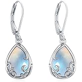 Eusense Sterling Silver Earrings for Women Moonstone/Turquoise/Abalone Shell/Tree of Life/Animals Dangle Leverback Earrings Jewelry