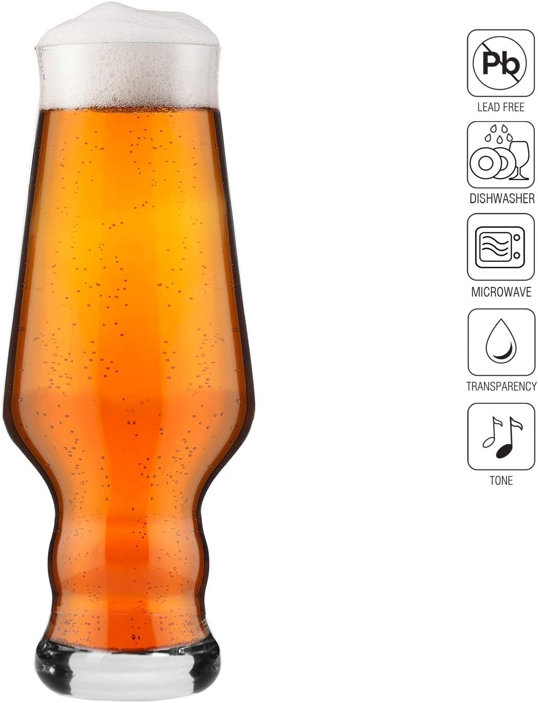 Krosno Tall Lager IPA Craft Beer Glass, Transparent, 6 Count (Pack of 1) - Image 4