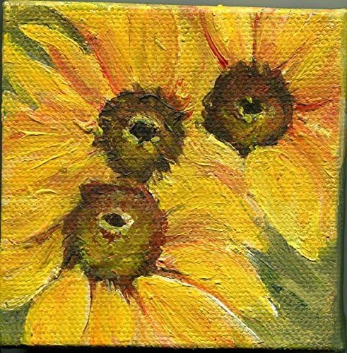 Sunflower Mini Canvas Art, Sunflower on Little Canvas, Original acrylic painting, Handmade SharonFosterArt