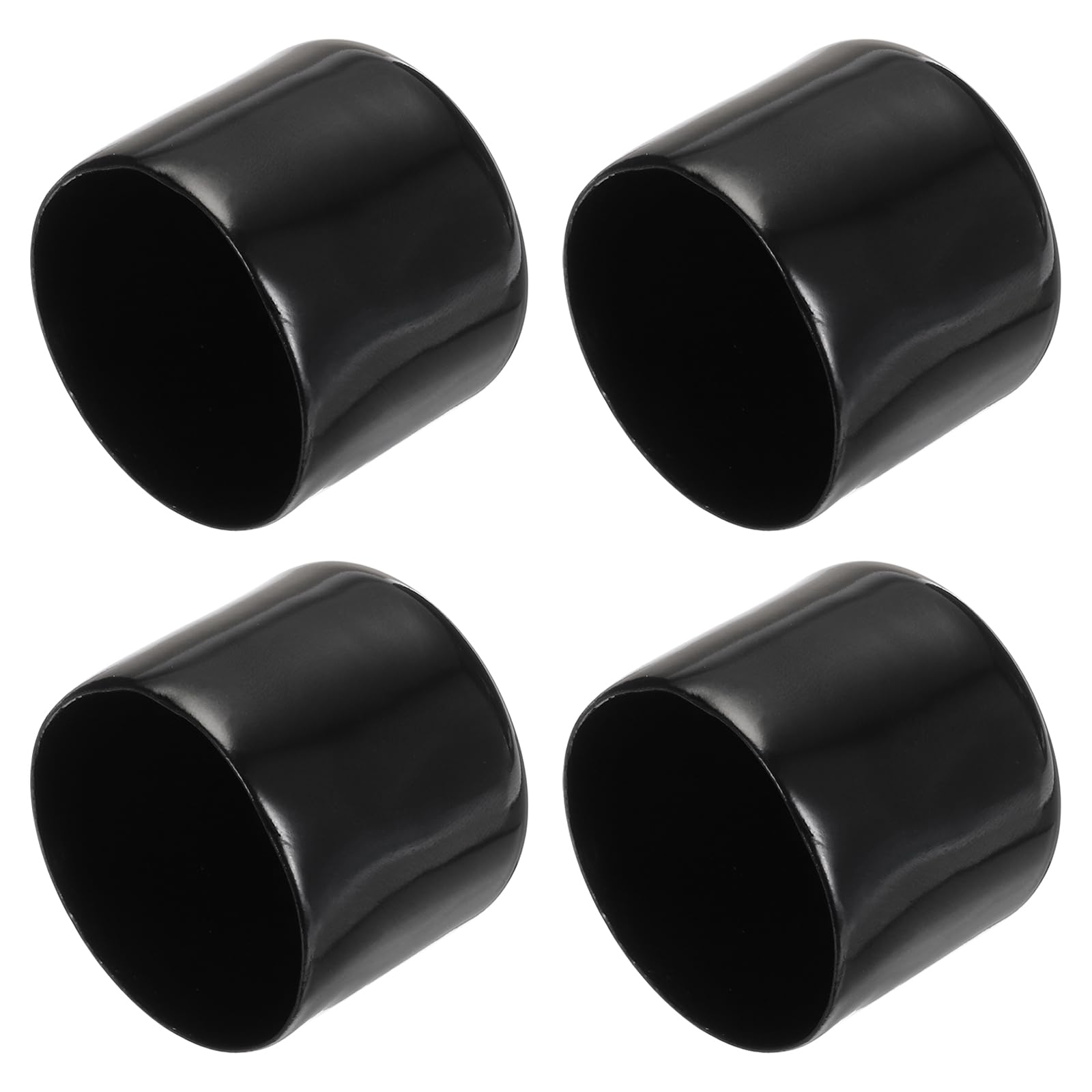 PATIKIL 34MM Vinyl Rubber End Caps, 4 Pack Flexible Bolt Screw Covers Caps Round Thread Protector Caps for Metal Tubing Rod Bolts, Black