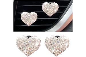 XINLIYA Lot de 2 clips pour grille d'aération de voiture - Breloque en forme de cœur brillant - Clip de sortie de climatisati