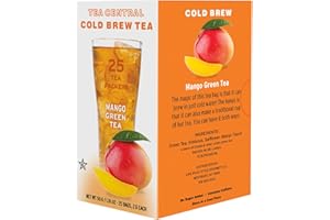 Life Plus Style Gourmet TEA CENTRAL Mango Green Tea Naturally Refreshing Cold Brew Tea Bags Organic Ceylon Iced Green Tea Everyday Wellness Sweet Mango Fruit Tea 25 Tea Bags