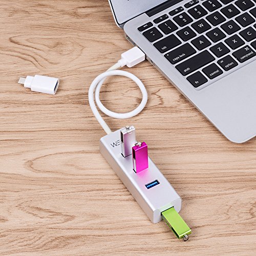 USB C Hub, WEme Portable 4 Port USB 3.0 Hub with Type C Adapter Converter, 2 in 1 USB Data Hub Compatible with Mac, iMac, MacBook Air, Surface Pro and Other Type C Devices, Unibody Aluminum - Thumbnail 4