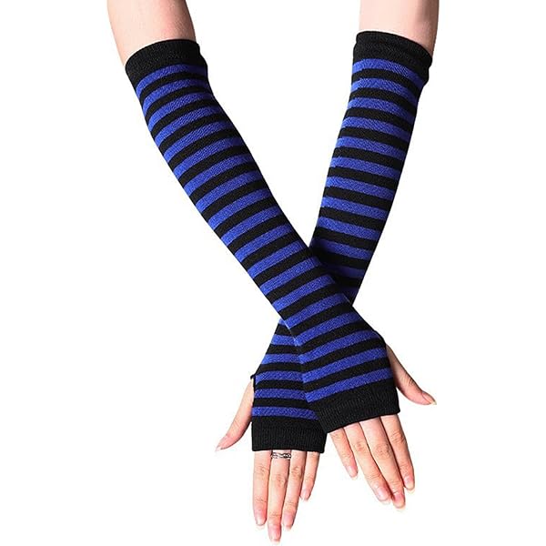 Amazon.com: Flixxo Goth Striped Gloves Arm Warmers Y2K