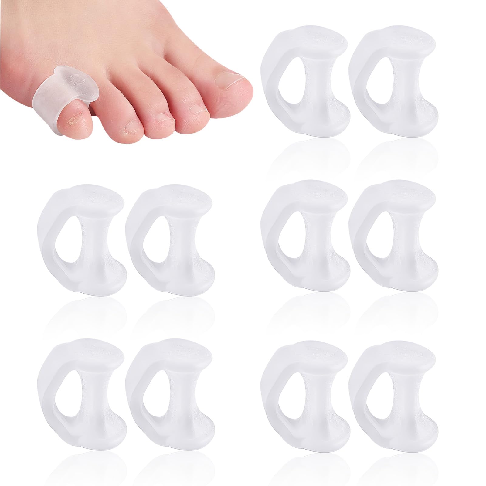 Photo 1 of 10PCS Gel Toe Separator, Pinky Toe Spacers, Little Toe Cushions Straightener Bunion Corrector for Preventing Rubbing & Relieving Pressure, Pain Relief from Overlapping Toes, Blisters, and Corns