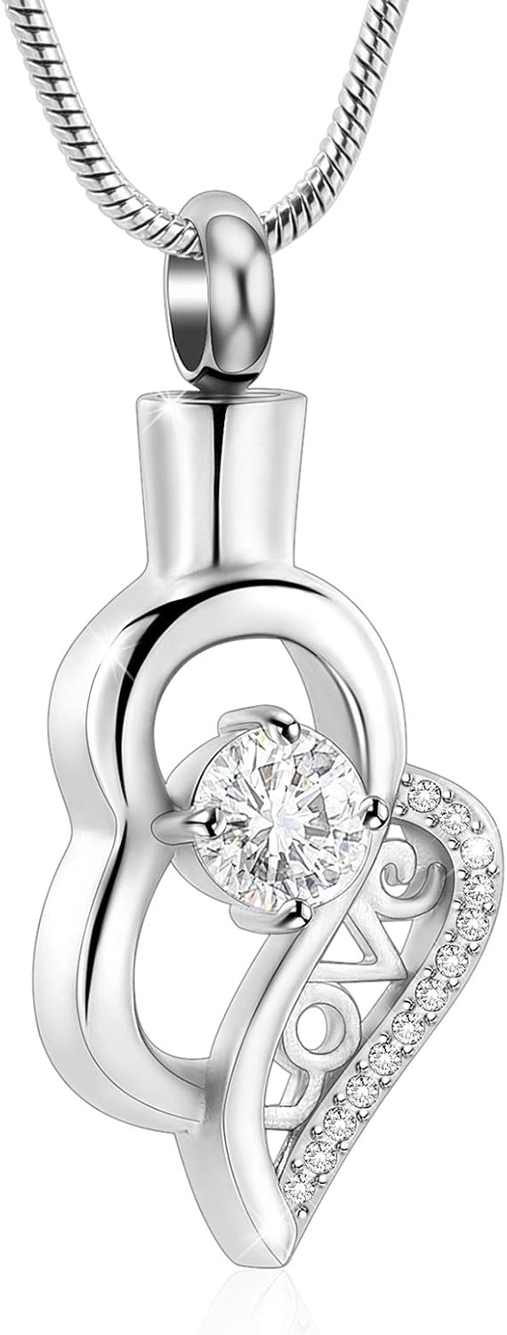 Infinity Heart Urn Necklaces for Ashes for Women Stainless