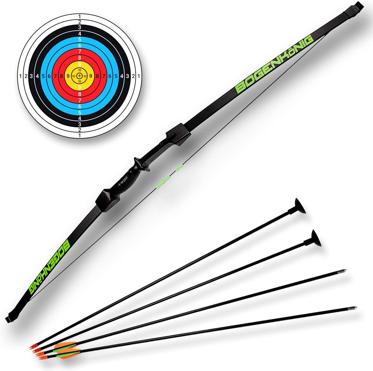Bogenkönig Pfeil und Bogen Kinder Set Jugendbogen Kinderbogen Recurve Zielscheibe 15lbs Kinder Pfeilbogen Anfänger Jugendliche
