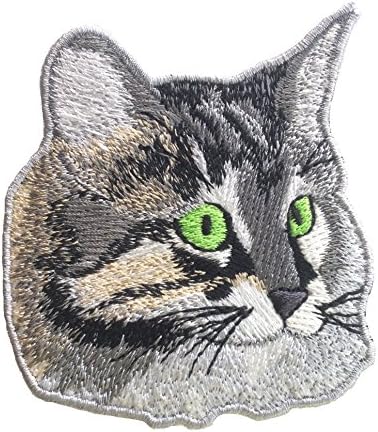Avega Embroidered Iron on Pieces Applique Patch Cat Kitten Pets 3.15" by 3.15"