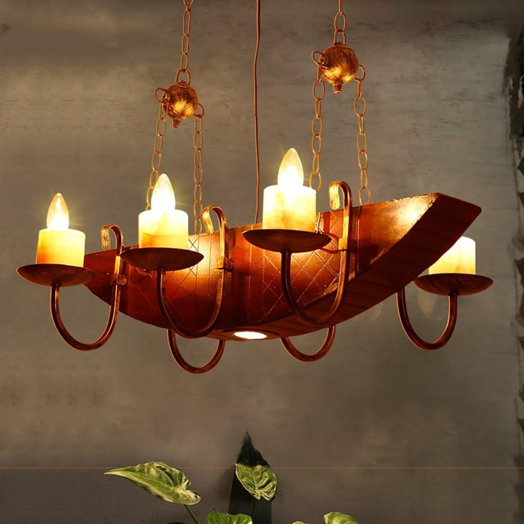 Pendant chandelier Vintage Pendant Light Industrial Style IOFT Creative Bar Restaurant Wooden Pendant Light