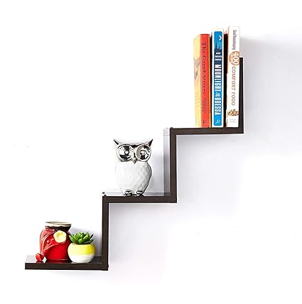 VIKI | W Shaped - Zigzag Floating Wall Shelve(Matte Finish, Wenge)