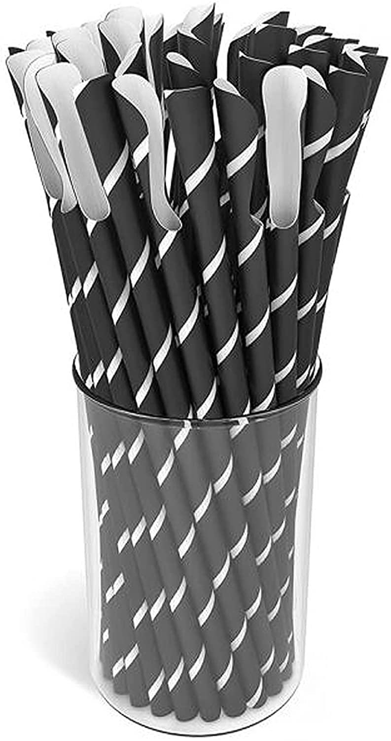 Slush Ice Cream Pack of 125 Spoon Straws Paper Straws Compostable Plastic Free 200 mm x 8 mm Spoon Iced Coffee