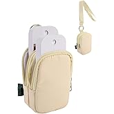 Beautyflier Double Pockets Hand Sanitizer Spray Case for Touchland Power Mist and Glow Mist 1FL OZ, Zipper Pouch for Hand Sanitizer Spray Bottle, with Extra Removable Neck Strap, Fits Travel (Beige)