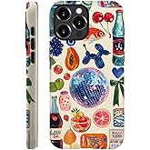 kiritfox Case Compatible with iPhone 16 Pro,Hybrid 2-Layer Hard Shell,Shockproof Soft for Girl Women,European Fruit Bow Collage