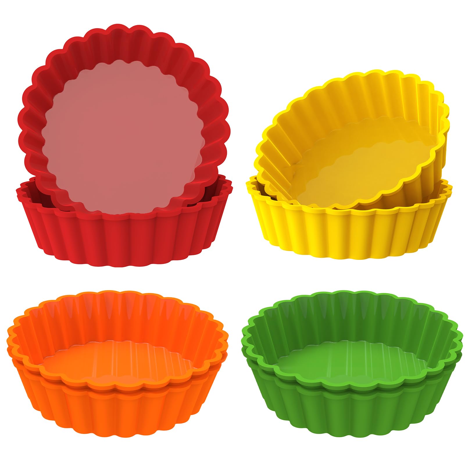 webake Mini Tart Tins Silicone Quiche Dishes 4 Inch 8 Pcs Pie Tin Quiche Mould for Cheesecakes, Tarts, Quiches, Pies, Muffin Cakes