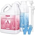 Epoxy Resin 1Gallon - Crystal Clear Epoxy Resin Kit - No Yellowing No Bubble Art Resin Casting Resin for Art Crafts, Jewelry Making, Wood & Resin Molds(1/2 Gallon x 2)