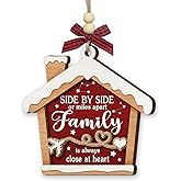 Family Christmas Ornaments 2025 - Side by Side Or Miles Apart Family Ornament, Long Distance Gifts for Mom, Dad from Daughter, Son - Wooden Ornaments for Grandparents, Brother, Sister
