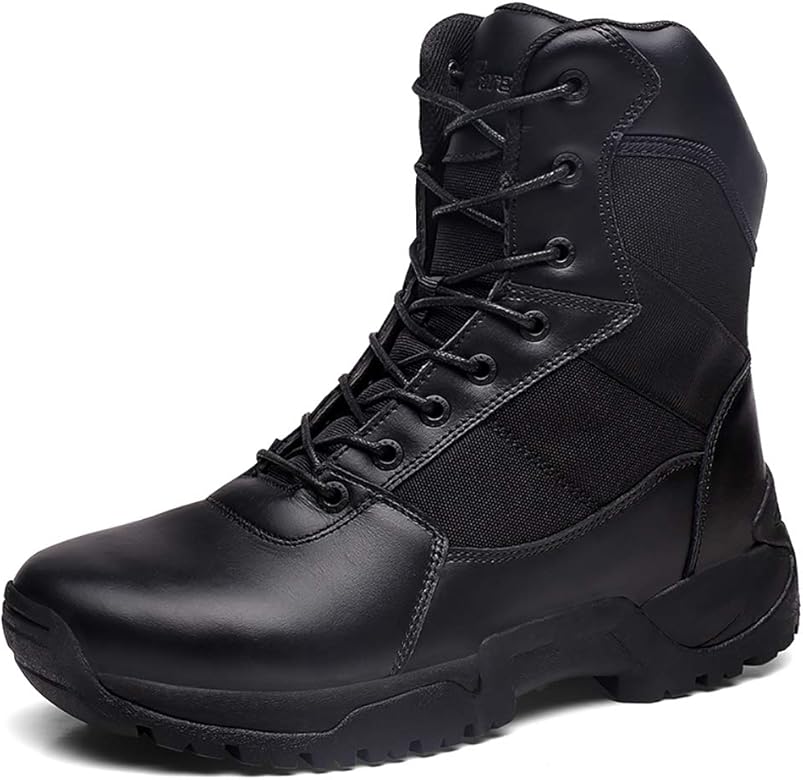 black leather duty boots