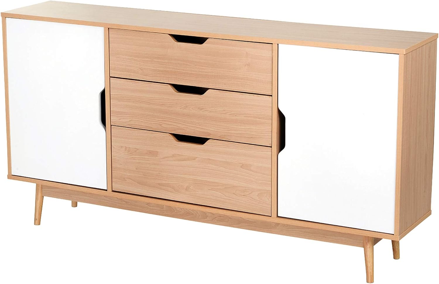 Moderna Credenza con 2 Armadietti ad Anta 4 Ripiani 3 Cassetti