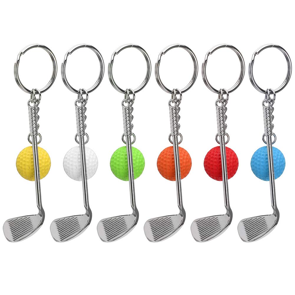 Cikonielf 6pcs Mini Racket Ball Pendant Keychain Key Ring Club and Ball Keyring Keychain Gift for Bags or Key or Other Decoration