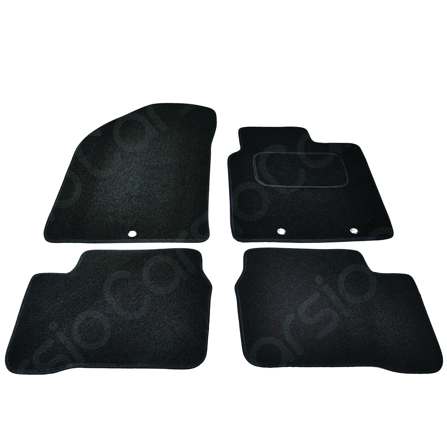 Carsio Carpet Car Mats For Kia Picanto 2011 to 2017 4 Piece Set With 3 Clips Tailored Fit Floor Mat Complete Accessory Black Custom Fitted - All Weather, Anti-Slip Backing & Black Trim