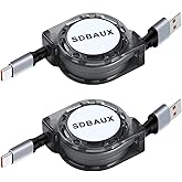 Car Carplay Cable for iPhone 17 16 15 Pro Max Cable, Retractable USB A to Type C Charger Cord QC 3.0 Fast Charging Data Sync Compatible with Galaxy S25 S24 S10 Note G6 G5 PS5 and More (Grey-2Pack)