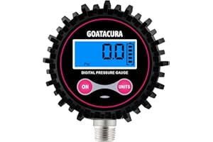 GOATACURA 0-60psi Digital Air Pressure Gauge, 2-1/2" Dial Size, 1/4'' NPT Bottom Connector, 1% High Accuracy, with Rubber Pro