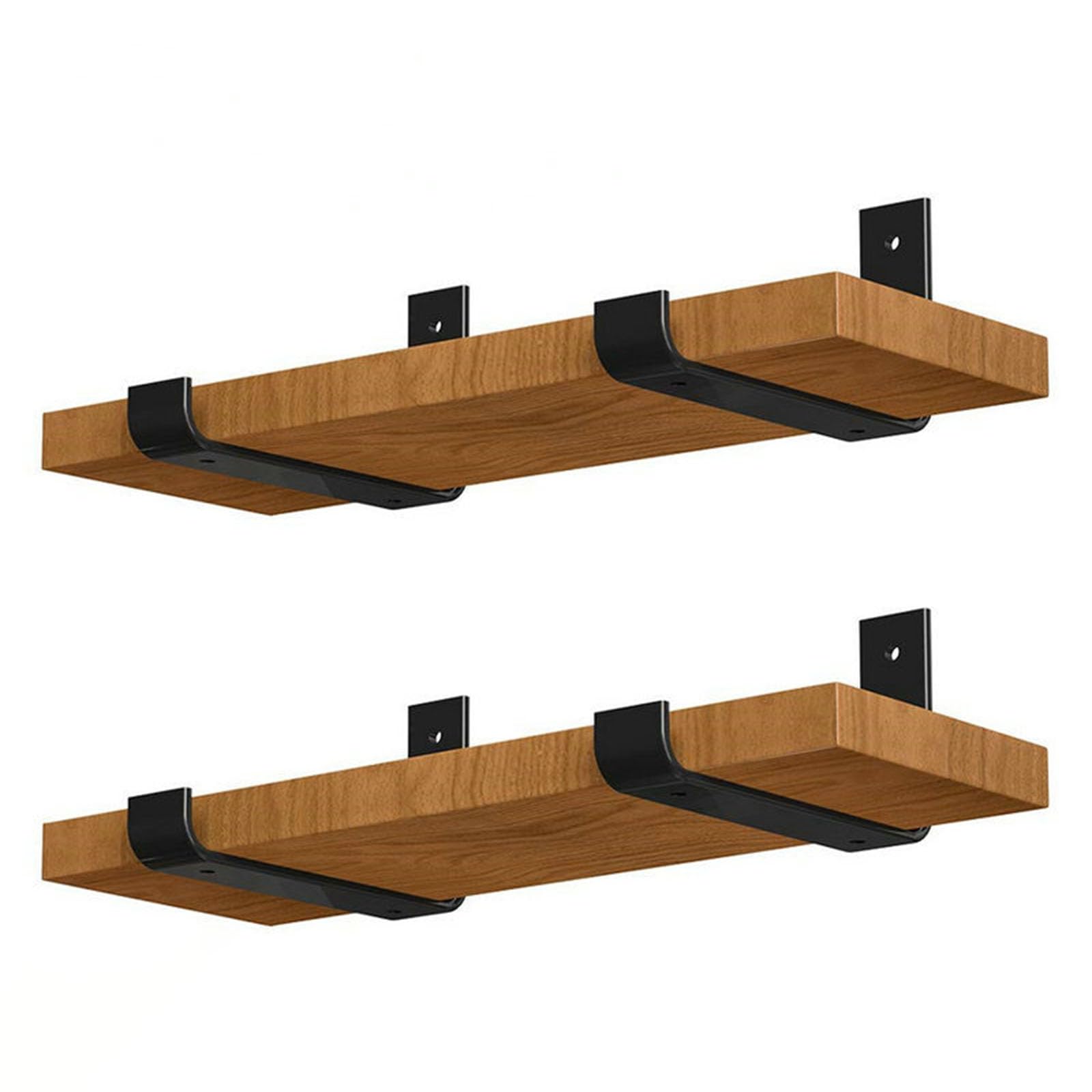 TUAKIMCE 4 PCS Heavy Duty Shelf Brackets, 150mm (6 inch) Black Shelf Bracket Metal Industrial Shelf Bracket L Shape Right Angle Corner Bracket for Scaffold Board with Screw and Anchors
