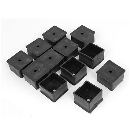 Sellify 38mm x 38mm x 25mm Rubber Square Furniture Foot Cover Protector Pad Black 12pcs