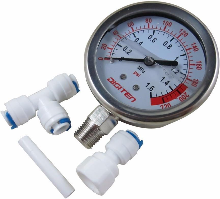 DIGITEN Water Pressure Gauge Meter 0-1.6MPa 0-220psi 1/4" f Reverse Osmosis System Pump - Image 4