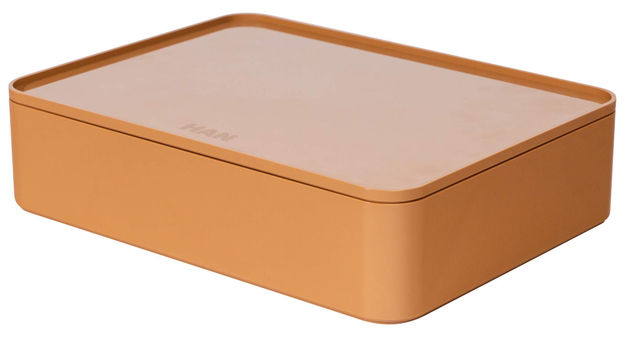 Han 1110-83 ALLISON SMART-ORGANIZER, functional, stackable utensil box with interior tray and lid, Caramel Brown