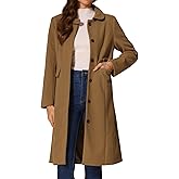 Allegra K Winter Trench Coat for Women Overcoat Peter Pan Collar Single Breasted Long Pea Coat