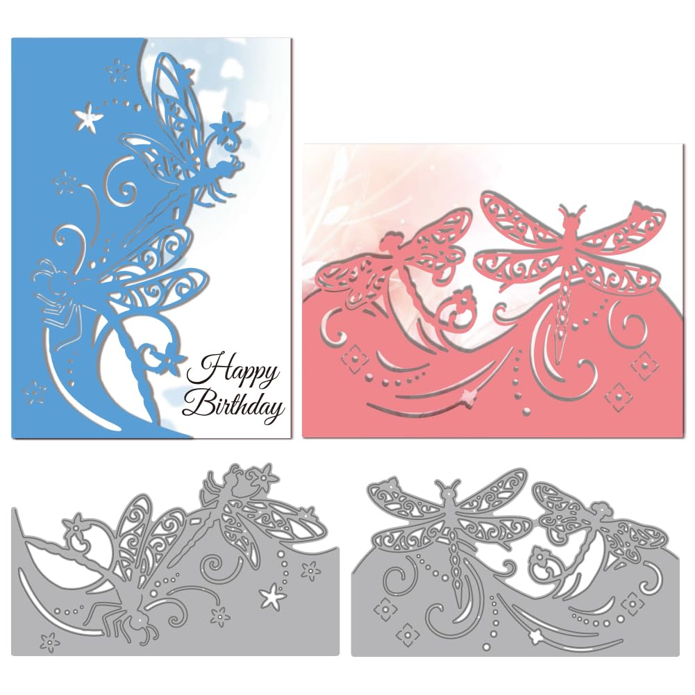 MAYJOYDIY Dragonfly Border Metal Die, Edge Border Embossing Cutting Dies, Bird Animal Template for Scrapbooking Photo Album Decoration