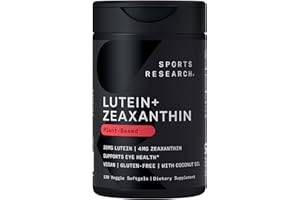 Sports Research® Lutein and Zeaxanthin Capsules - Eye Health Support Supplement Made with Lute-Gen® and Organic Coconut Oil - Vegan Friendly & Non-GMO Verified - 120 Veggie Softgels
