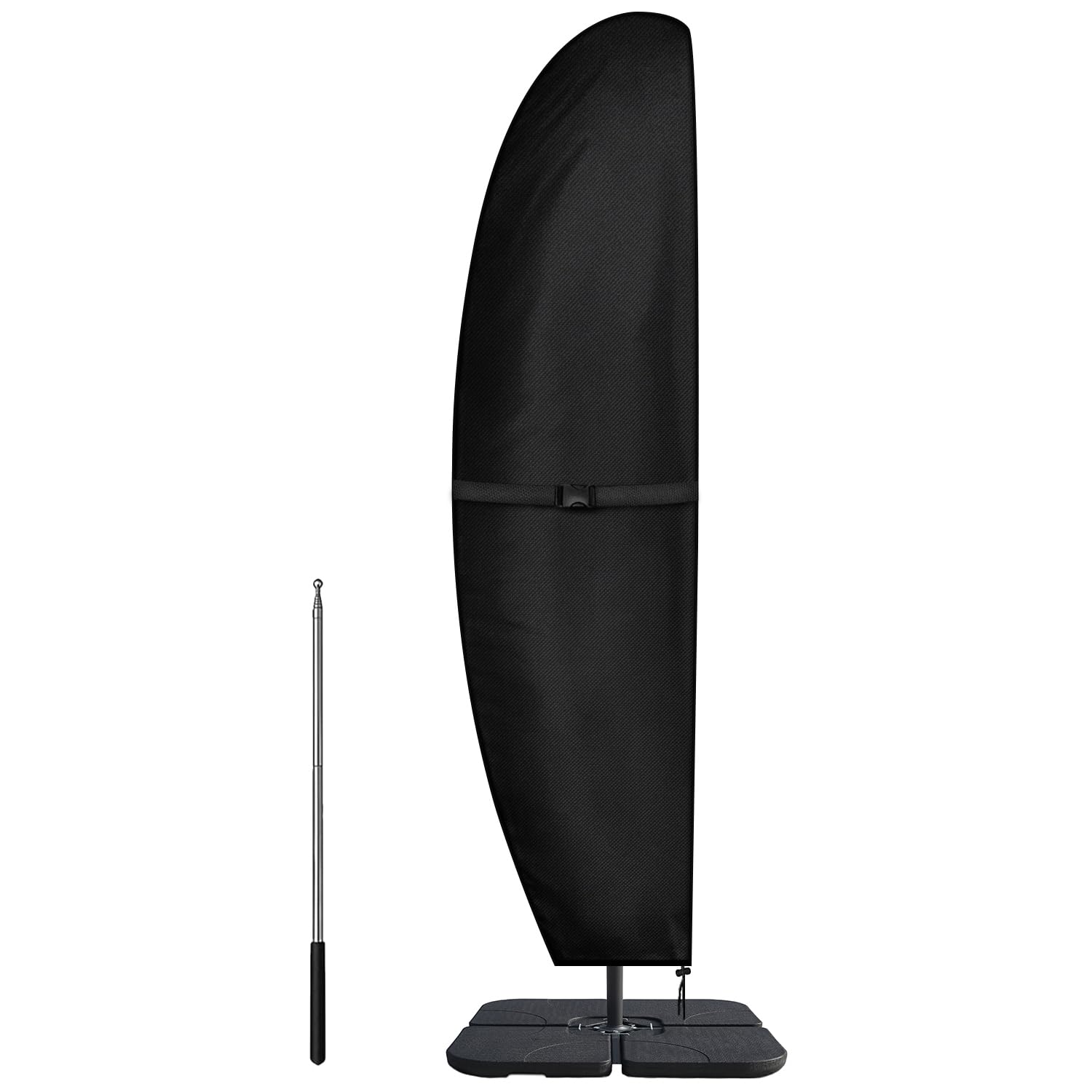 Dokon Parasol Cover Waterproof Garden Cantilever Parasol Cover and Rod, Heavy Duty 420D Oxford Fabric Anti-UV Banana Umbrella Covers Fit 3 to 4m Diameter Cantilever Umbrella - 265x70/50cm