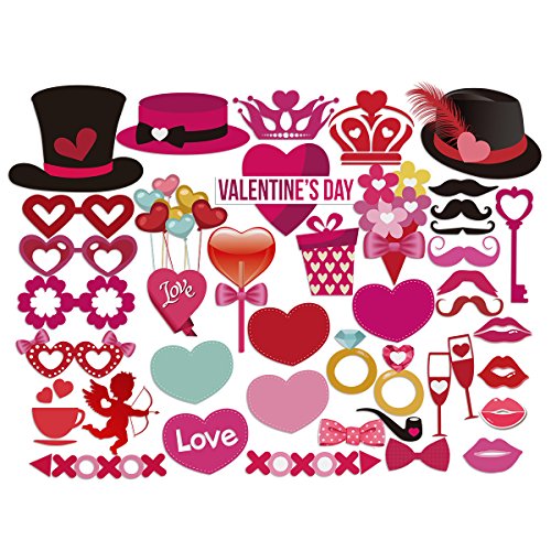 PBPBOX Valentines Day Photo Booth Props DIY Creative Funny Disguise Props 40 Pieces