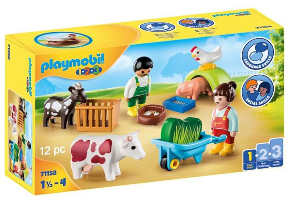 Playmobil 71158 1.2.3 Fun on the Farm, Animal Toy, Educational Toy, Fun Imaginative Role-Play, Playset Suitable for Children Ages 1.5+