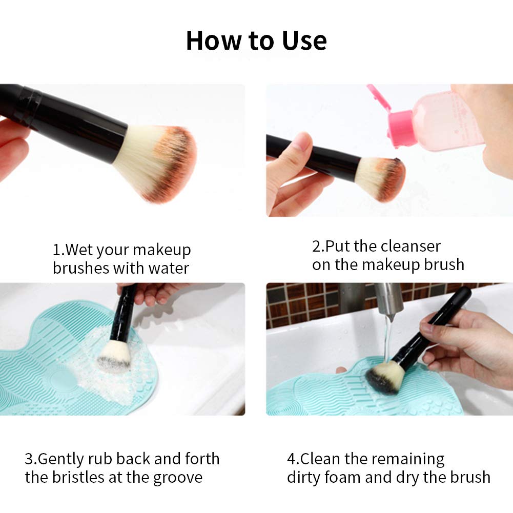 Makeup Brush Cleaning Mat, Make Up Brush Cleaner Silicone Portable Brush Cleaner Mat with Suction Cup Pack of 2 (Pink+Green): Beauty