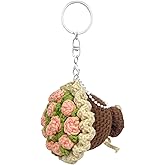 NoriStyle Cute Bag Charms, Crochet Rose Flower Bouquet Keychain Charms for Women Purse Handbags Car