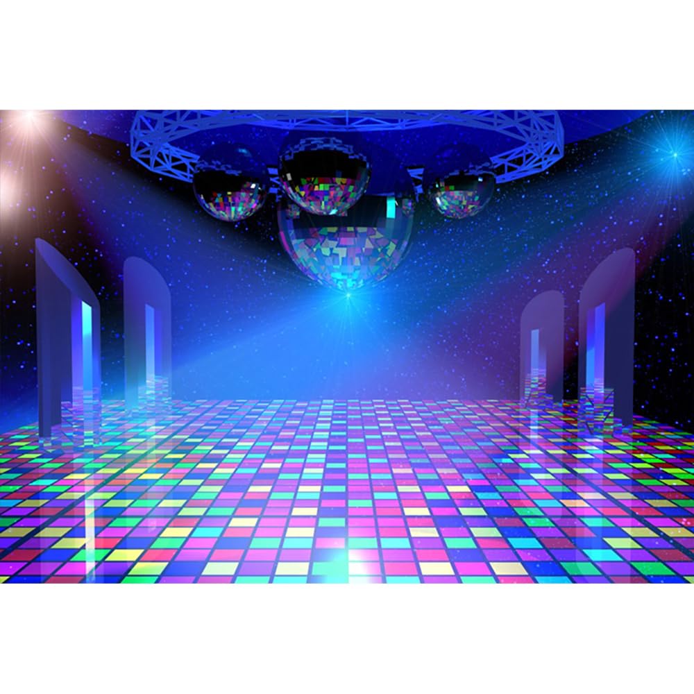 YongFoto 3x2m Vinyl Photography Backdrop Disco Lights Stage Background Mirror Balls Shiny Stars Background for Photography Portrait Photo Props Party Decor Video Studio Photo Booth Backdrop