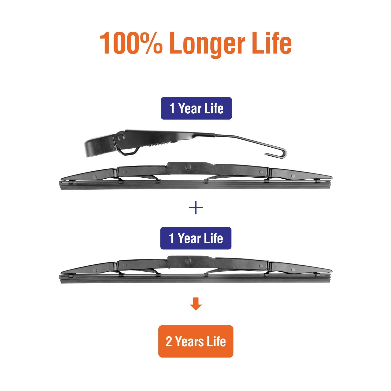 WOWIPER Rear Wiper Arm with Blades Assembly for