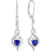 Starchenie Infinity Heart Earrings Sterling Silver Twisted Leverback Earring Gemstones Jewelry for Women