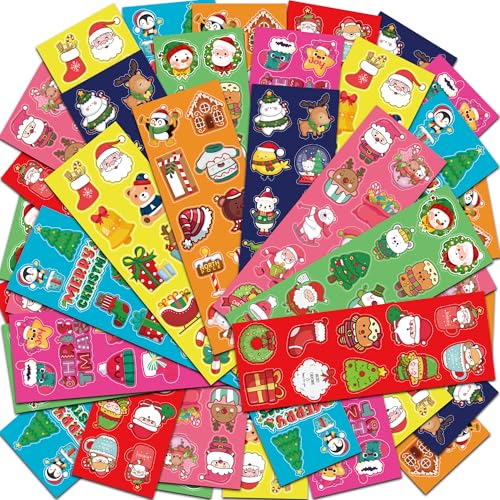 Christmas Stickers - Stocking Stuffers for Kids - 40 Sheets with 400 Holiday Stickers Assortment, Xmas Games Crafts Activities Party Favors Supplies Gifts for Boys and Girls Ages 3 4 5 6 7 8
