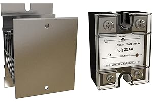 YQSIYU Solid State Relay SSR-25AA, AC to AC, Input 80-280V AC Output 24-480V AC,with Heat Sink
